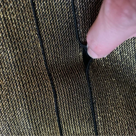 👗Gold and Black Disco Costume Bodycon Strapless Crop Top size Large - Picture 5 of 6